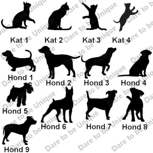 Katten en honden figuren om te gebruiken bij taarttoppers